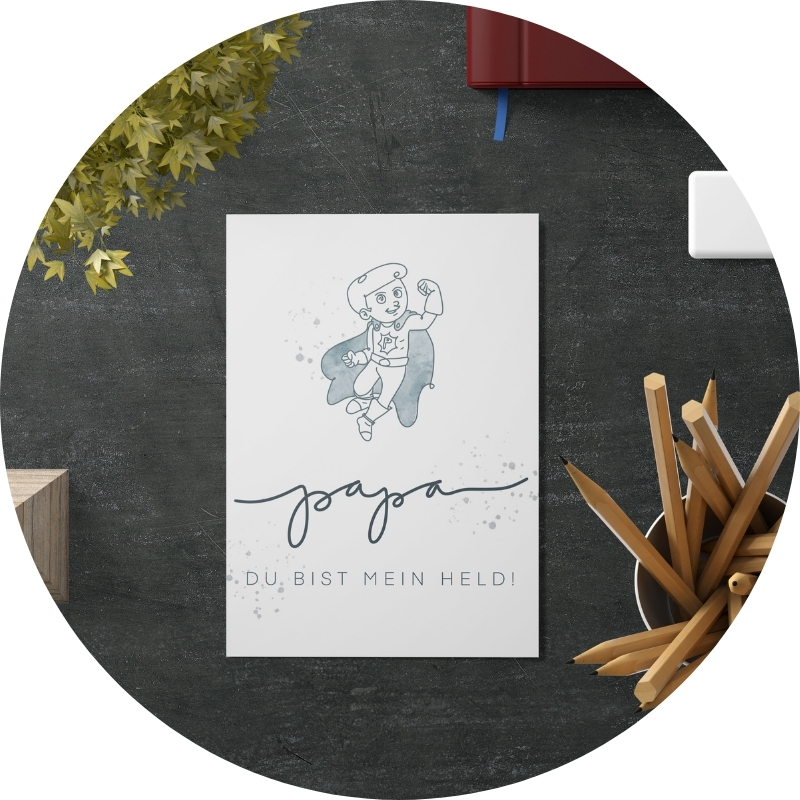 Postkarte - papa du bist mein Held!