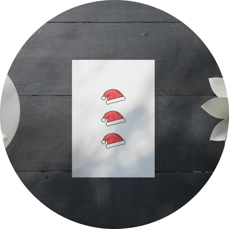 Postkarte - Weihnachtsmützen