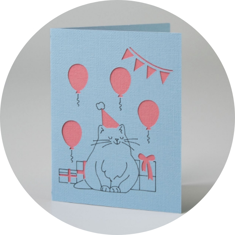 Handgefertigte Karte - Geburtstagskatze